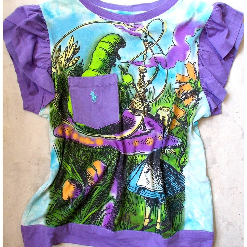 Liquid Blue Ralph Lauren Upcycle Alice In Wonderland Sz S Y2k Whimsical Festival